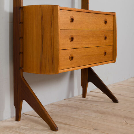 21281 Scandinavian teak Ergo wall unit with 3 shelves and one chest of drawers, Norway 1960s-7 Scandinavian teak Ergo wall unit with shelves and one chest of drawers Norway s scaled