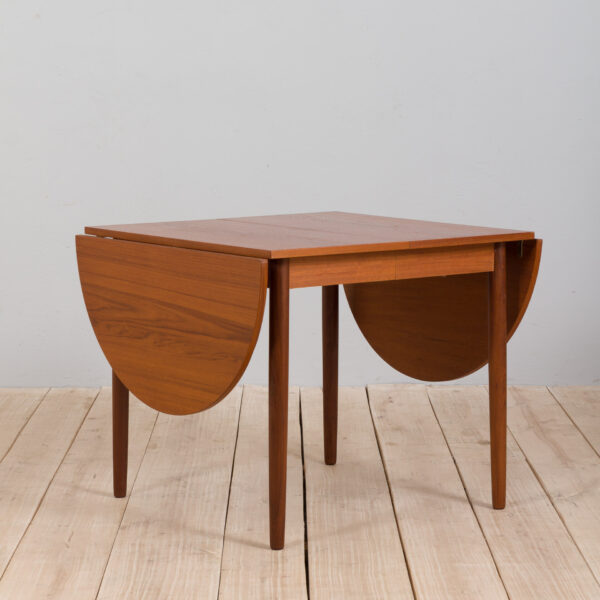 Danish drop leaf extension table in teak with  additional leaves s  scaled