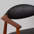 Vintage Erik Kirkegaard Glostrup solid teak chair in new black leather upholstery Denmark s scaled