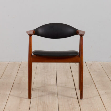 21074 Vintage Erik Kirkegaard Glostrup solid teak chair in new black leather upholstery , Denmark, 60s-2 Vintage Erik Kirkegaard Glostrup solid teak chair in new black leather upholstery Denmark s scaled