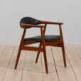 Vintage Erik Kirkegaard Glostrup solid teak chair in new black leather upholstery Denmark s scaled