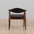 Vintage Erik Kirkegaard Glostrup solid teak chair in new black leather upholstery Denmark s scaled