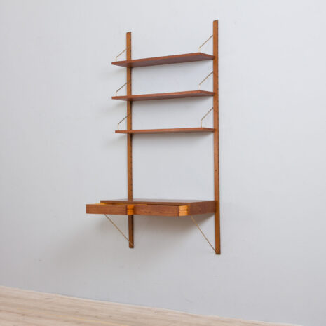 21185 Poul Cadovius teak wall unit with a desk and 3 shelves, Denmark, 1960s-5 Poul Cadovius teak wall unit with a desk and shelves Denmark s scaled