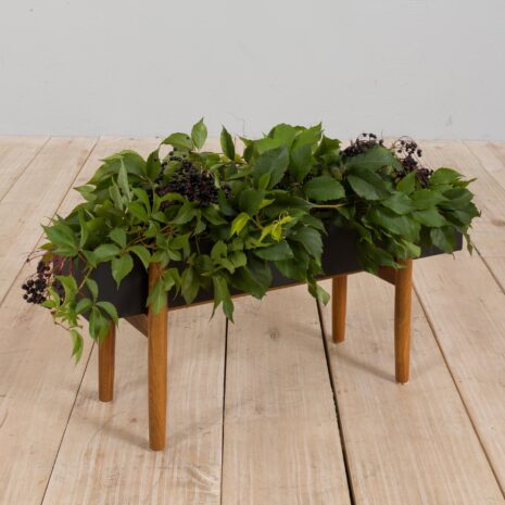 Danish rosewood planter with black metal container s  scaled