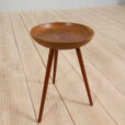 vintage Danish Bowl shape three legged oak and teak side table s scaled