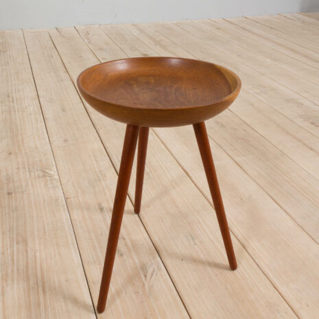 vintage Danish Bowl shape three legged oak and teak side table s  scaled