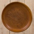 vintage Danish Bowl shape three legged oak and teak side table s scaled