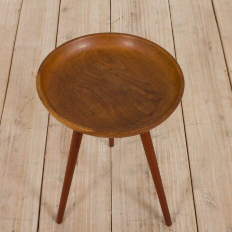 21235 vintage Danish Bowl shape three legged oak and teak side table, 60s-5 vintage Danish Bowl shape three legged oak and teak side table s scaled