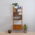 Scandinavian mid century Rival wall unit in teak with a chest of drawers secretary and  shelves by Kjael Riis Brodrene Jatog Mobelfabrikk  scaled