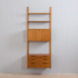 Scandinavian mid century Rival wall unit in teak with a chest of drawers secretary and  shelves by Kjael Riis Brodrene Jatog Mobelfabrikk  scaled