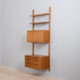 Scandinavian mid century Rival wall unit in teak with a chest of drawers secretary and  shelves by Kjael Riis Brodrene Jatog Mobelfabrikk  scaled