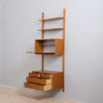 Scandinavian mid century Rival wall unit in teak with a chest of drawers secretary and  shelves by Kjael Riis Brodrene Jatog Mobelfabrikk  scaled