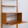 Scandinavian mid century Rival wall unit in teak with a chest of drawers secretary and  shelves by Kjael Riis Brodrene Jatog Mobelfabrikk  scaled