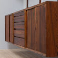 Three bay Cadovius modular Danish wall unit in rosewood with cabinets exposition shelf and shelves s scaled