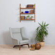 Mid century wall unit set of hanging teak shelves in Cadovius Sorensen style Denmark s scaled