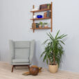 Mid century wall unit set of hanging teak shelves in Cadovius Sorensen style Denmark s scaled
