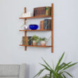 Mid century wall unit set of hanging teak shelves in Cadovius Sorensen style Denmark s scaled