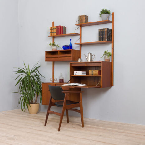 Cadovius  bay teak wall unit with secretary cabinet  scaled