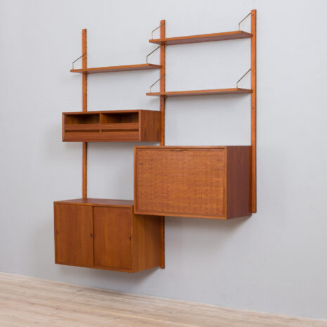 21297 Cadovius 2 bay teak wall unit with secretary cabinet-7 Cadovius bay teak wall unit with secretary cabinet scaled