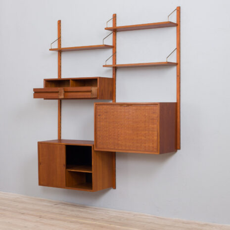 21297 Cadovius 2 bay teak wall unit with secretary cabinet-8 Cadovius bay teak wall unit with secretary cabinet scaled