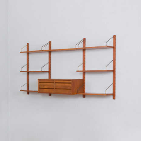 21298 Poul Cadovius Teak dresser Wall Unit With a chest of drawers And 7 Shelves, Denmark 1960s-5 Poul Cadovius Teak dresser Wall Unit With a chest of drawers And Shelves Denmark s scaled