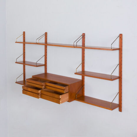 21298 Poul Cadovius Teak dresser Wall Unit With a chest of drawers And 7 Shelves, Denmark 1960s-7 Poul Cadovius Teak dresser Wall Unit With a chest of drawers And Shelves Denmark s scaled