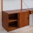 vintage three bay teak wall unit with a desk and cabinets and shelves scaled