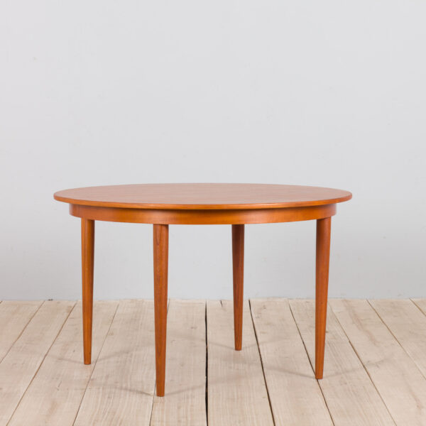 Mid century Round teak extension table with  additional leaves Denmark s  scaled
