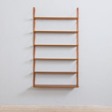 Duńska szafka ścienna z połowy wieku z półkami o szerokości 100 cm, lata 70-te(1) Danish mid century wall unit with cm wide shelves s scaled