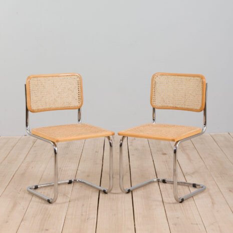 Pair of beech Cesca chairs with rattan  scaled