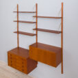 Cadovius Sorensen style wall unit with a secretary desk and chest of drawers and  shelves  scaled
