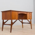 Danish mid century teak desk on sculptural base   scaled
