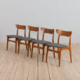 Set of  Danish dining chairs in gray wool upholstery  scaled