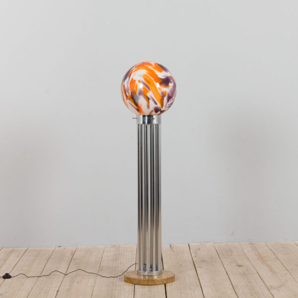 big Murano glass floor lamp with chrome and marble base s  scaled