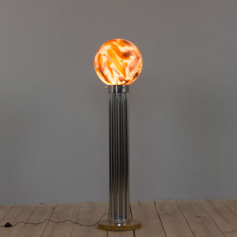 big Murano glass floor lamp with chrome and marble base s  scaled