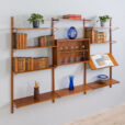 Danish mid century teak wall unit with magazine shelf and glass cabinet  s  scaled