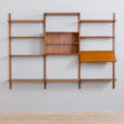 Danish mid century teak wall unit with magazine shelf and glass cabinet  s  scaled