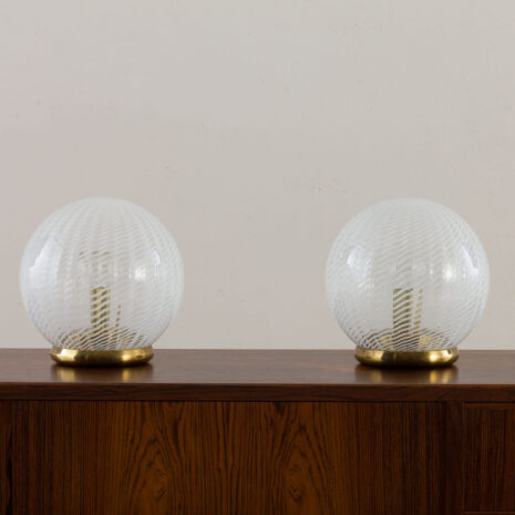 21112 Pair of Venini table lamps with Murano glass swirl bowl shades-1 Pair of Venini table lamps with Murano glass swirl bowl shades scaled