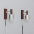 Pair of Jo Hammerborg rosewood wall sconces with aluminium shades Denmark s scaled