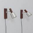 Pair of Jo Hammerborg rosewood wall sconces with aluminium shades Denmark s scaled