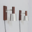 Pair of Jo Hammerborg rosewood wall sconces with aluminium shades Denmark s scaled
