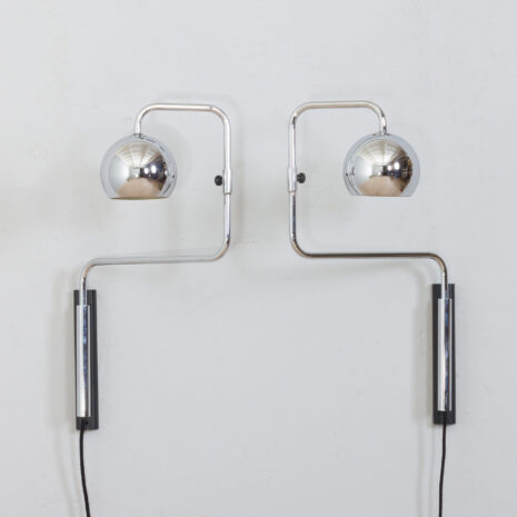 21191 pair of adjustable wall lamps by goffredo reggiani sconces in chrome, 1970s-1 pair of adjustable wall lamps by goffredo reggiani sconces in chrome s scaled