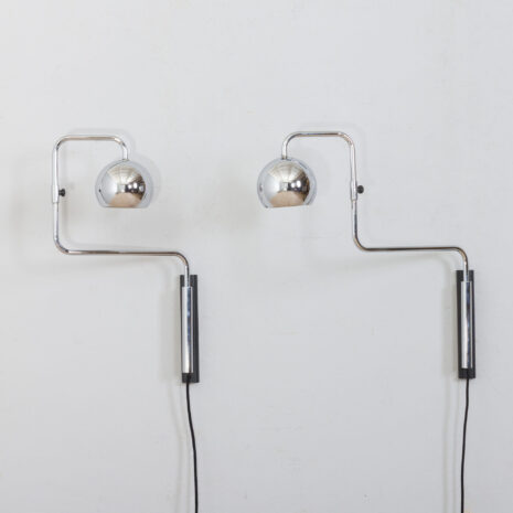 21191 pair of adjustable wall lamps by goffredo reggiani sconces in chrome, 1970s-2 pair of adjustable wall lamps by goffredo reggiani sconces in chrome s scaled