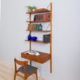 Sorensen Cadovius style teak wall unit with a desk scaled
