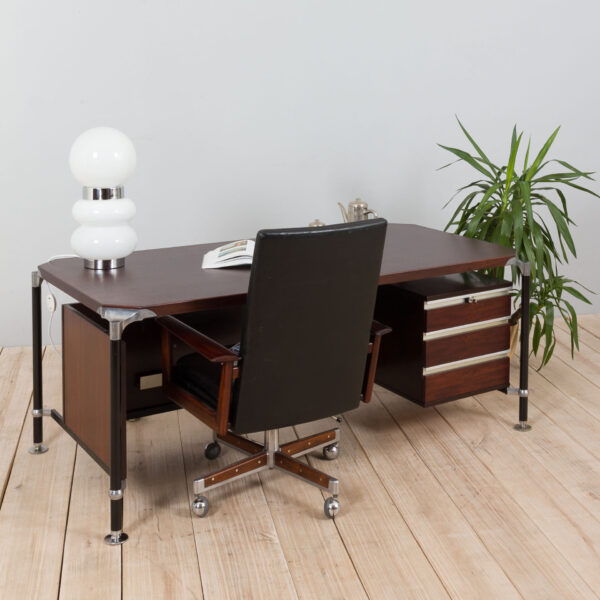 Ico Luisa Parisi for MIM Roma Urio executive desk in rosewood Italy s  scaled