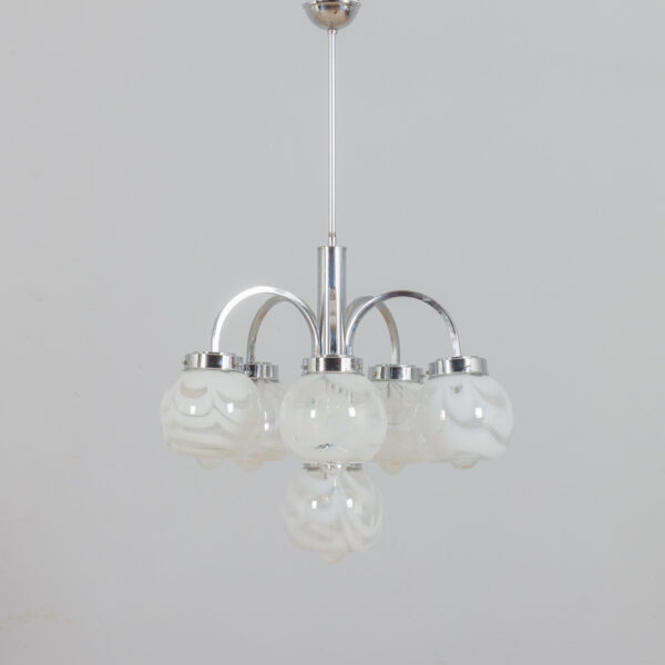 Italian Murano two color glass shades chandelier in the style of Mazzega s  scaled