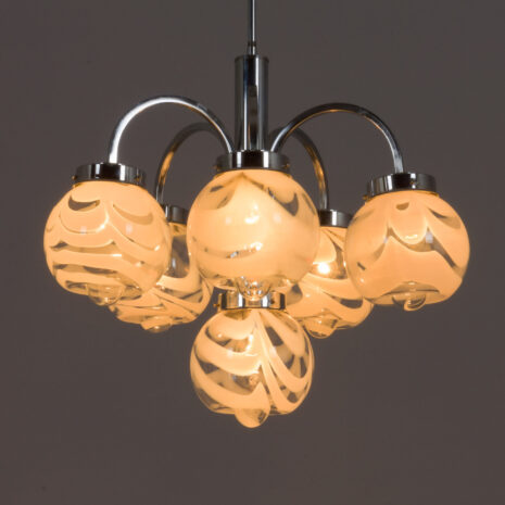 21362 włoski Murano dwa kolor szkła odcienie żyrandol w stylu Mazzega 1970s-7 Italian Murano two color glass shades chandelier in the style of Mazzega s scaled