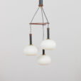 Louis Kalff ribbed glass Italian pendant lamp with teak and brass details s  scaled