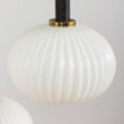 Louis Kalff ribbed glass Italian pendant lamp with teak and brass details s  scaled