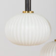 Louis Kalff ribbed glass Italian pendant lamp with teak and brass details s  scaled